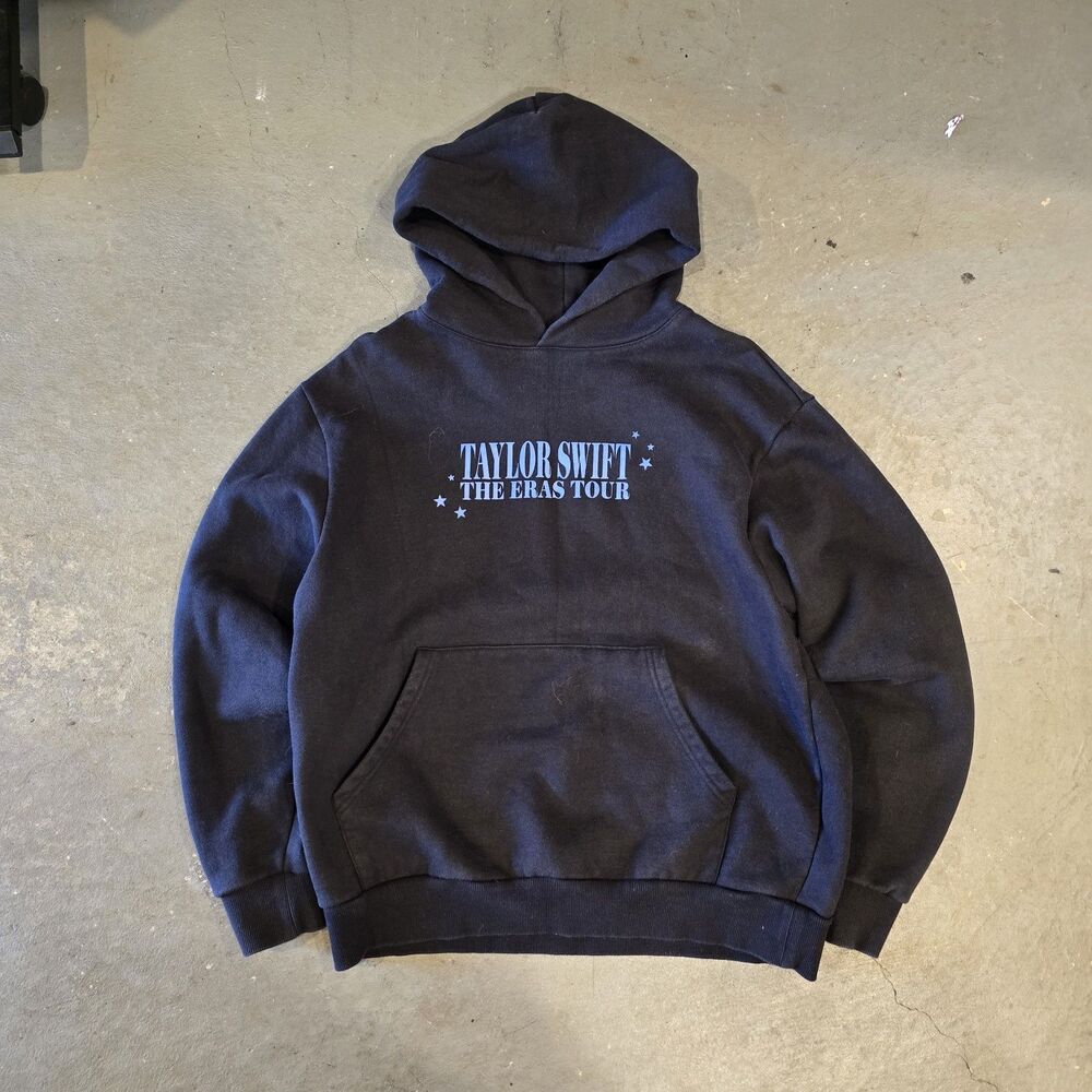 Taylor Swift The Eras Tour Hoodie Womens Medium Black Blue Vigilante Sweatshirt